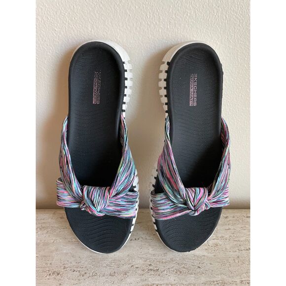 Skechers Yoga Mat Flip Flops Criss Cross - Picture 1 of 4